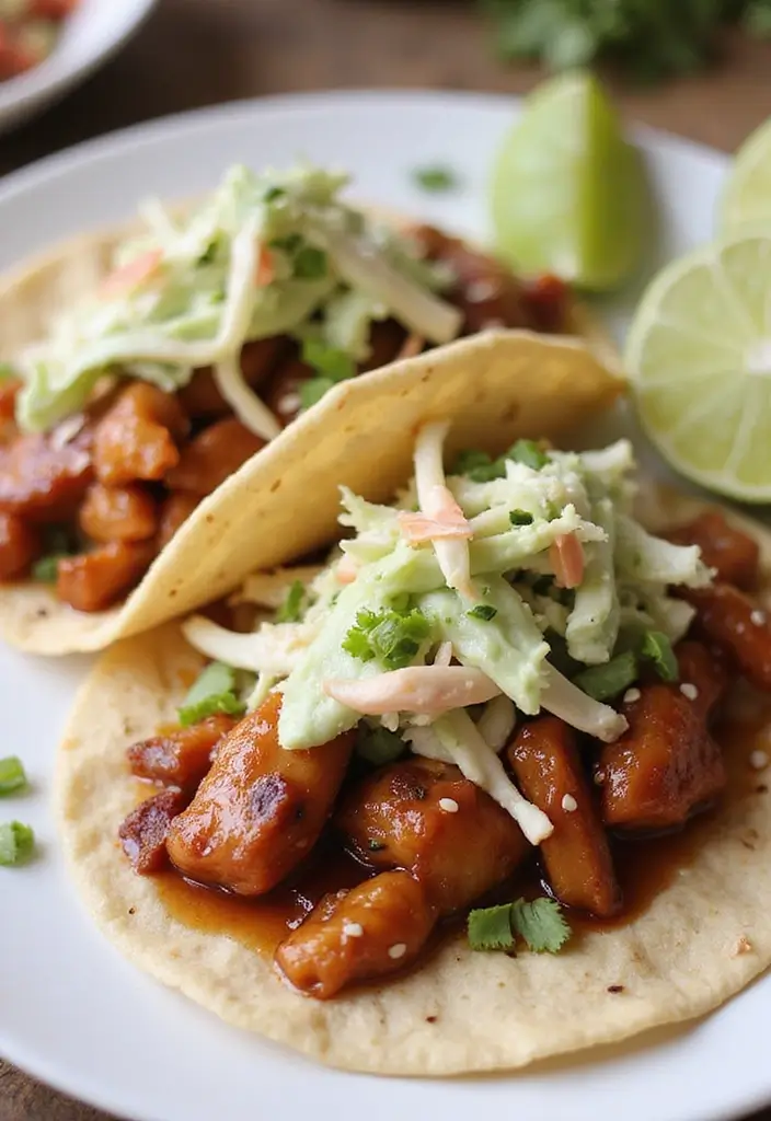 27 Crockpot Chicken Tacos 3 Ingredient Recipes That Are Weeknight Winners - 7. Teriyaki Chicken Tacos