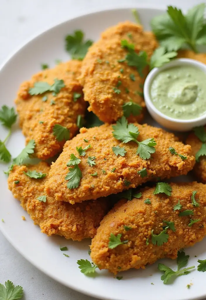 26 Almond Flour Chicken Tenders That Are Crispy Keto & Gluten-Free 27 26 Almond Flour Chicken Tenders That Are Crispy Keto & Gluten-Free - 26. Curried Coconut Almond Flour Chicken Tenders