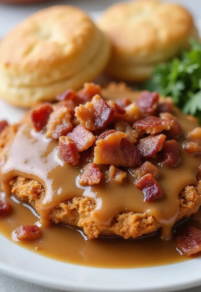 26 Chicken Fried Steak Gravy Recipes That Are Rich & Creamy - 13. Bacon-infused Chicken Fried Steak Gravy