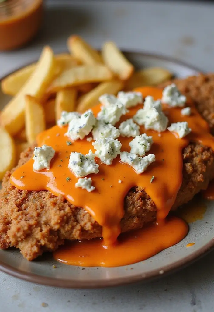 26 Chicken Fried Steak Gravy Recipes That Are Rich & Creamy - 16. Buffalo Chicken Fried Steak Gravy
