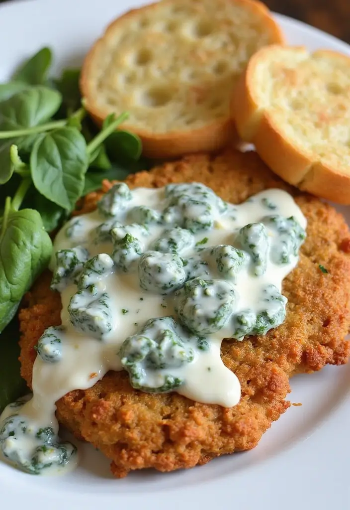 26 Chicken Fried Steak Gravy Recipes That Are Rich & Creamy - 17. Creamy Spinach Chicken Fried Steak Gravy
