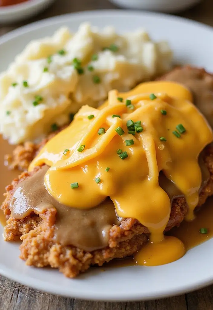 26 Chicken Fried Steak Gravy Recipes That Are Rich & Creamy - 9. Cheesy Chicken Fried Steak Gravy