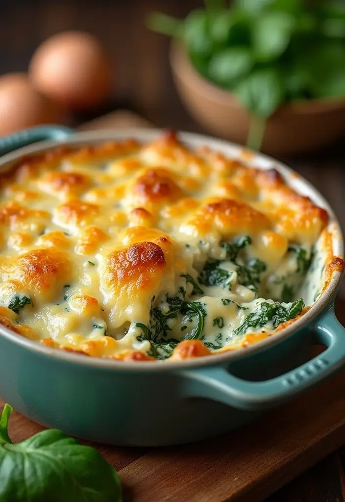 27 Casserole with Rotisserie Chicken Recipes That Save Dinner - 15. Chicken and Spinach Casserole