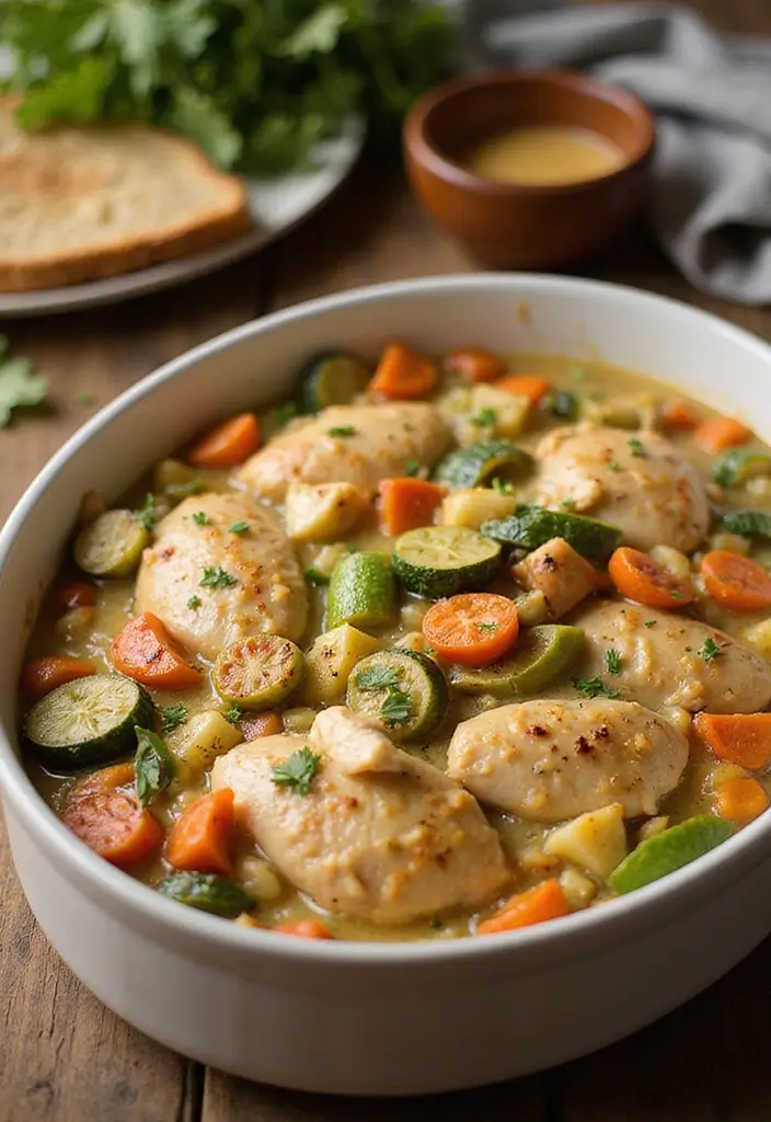 27 Casserole with Rotisserie Chicken Recipes That Save Dinner - 18. Creamy Chicken and Vegetable Casserole