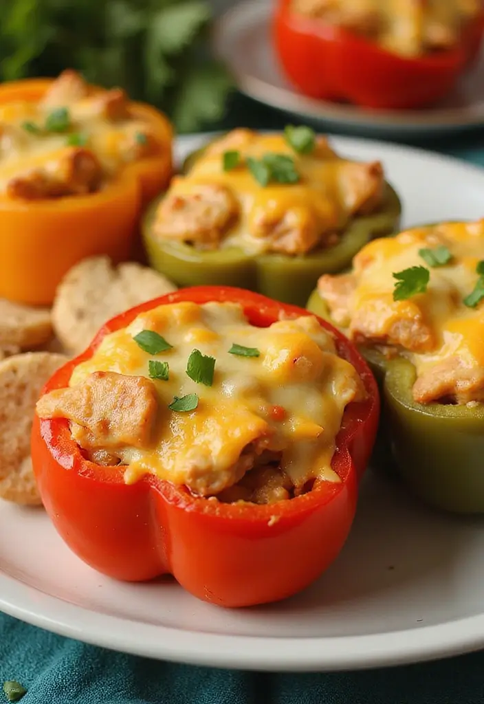 27 Casserole with Rotisserie Chicken Recipes That Save Dinner - 27. Chicken and Cheese Stuffed Peppers