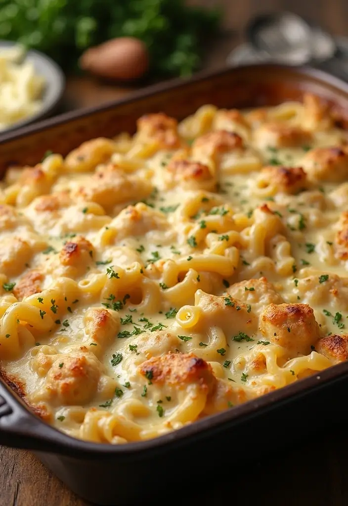 27 Casserole with Rotisserie Chicken Recipes That Save Dinner - 3. Chicken Alfredo Bake