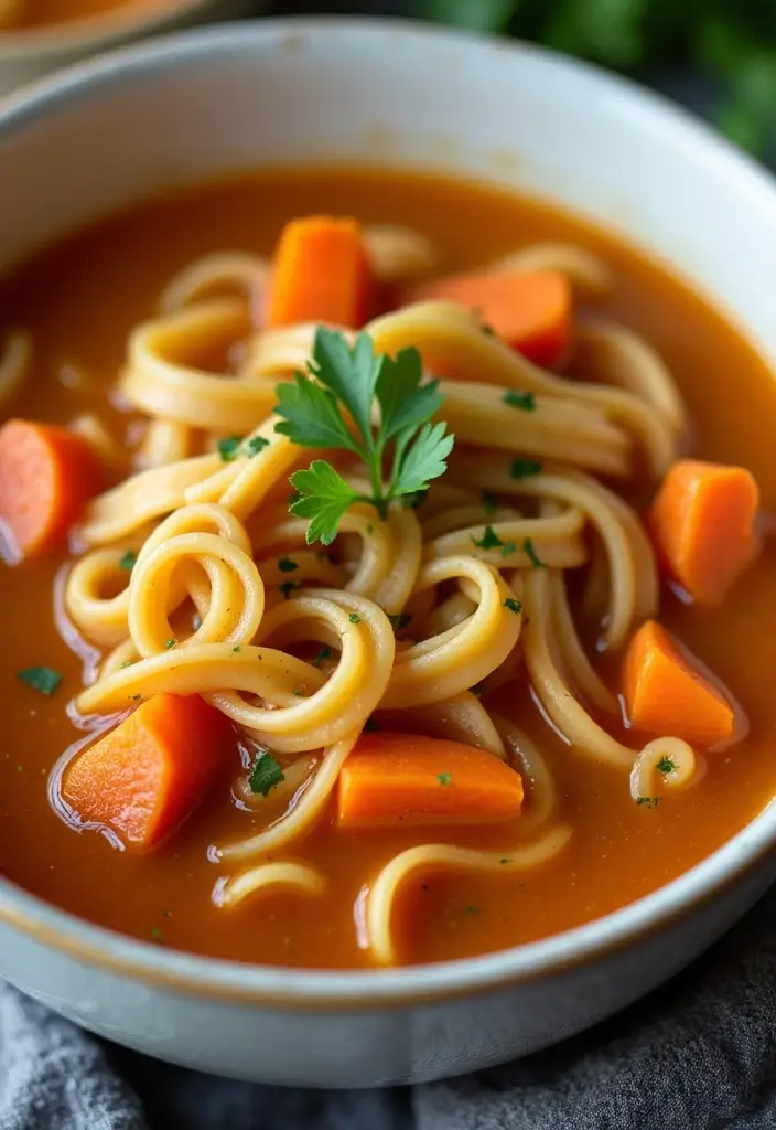 27 Homemade Chicken Noodle Soup Crockpot Recipes That Heal Fast - 16. Sweet Potato Chicken Noodle Soup