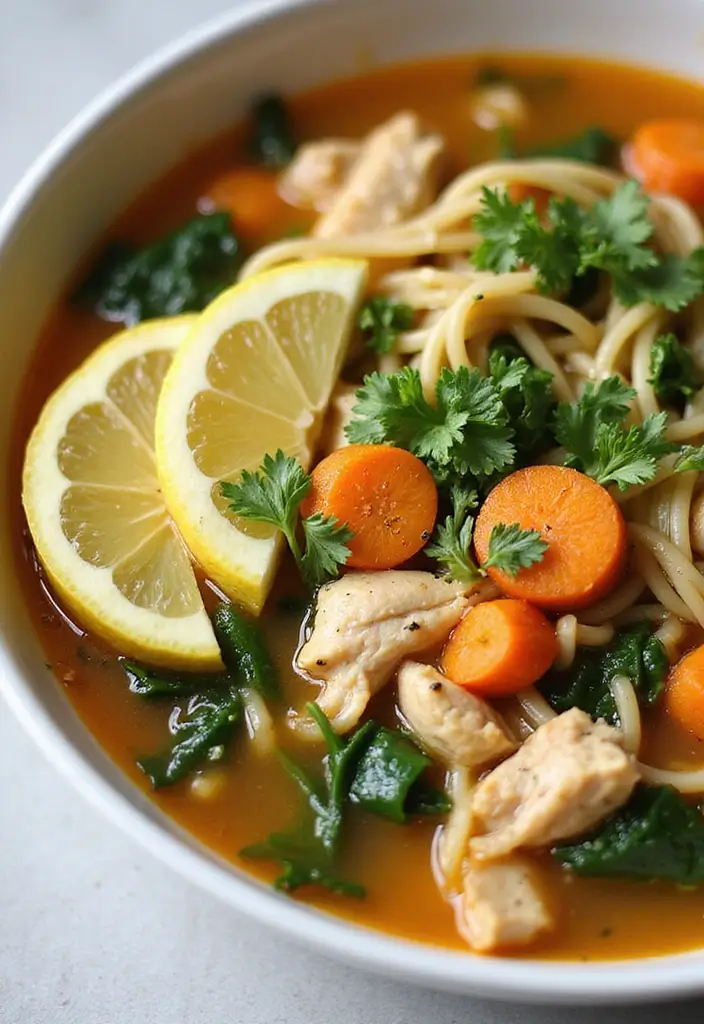 27 Homemade Chicken Noodle Soup Crockpot Recipes That Heal Fast - 2. Lemon Herb Chicken Noodle Soup