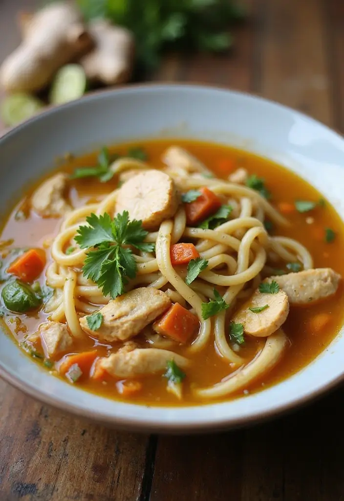 27 Homemade Chicken Noodle Soup Crockpot Recipes That Heal Fast - 23. Ginger Chicken Noodle Soup