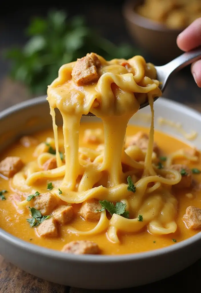 27 Homemade Chicken Noodle Soup Crockpot Recipes That Heal Fast - 7. Cheesy Chicken Noodle Soup