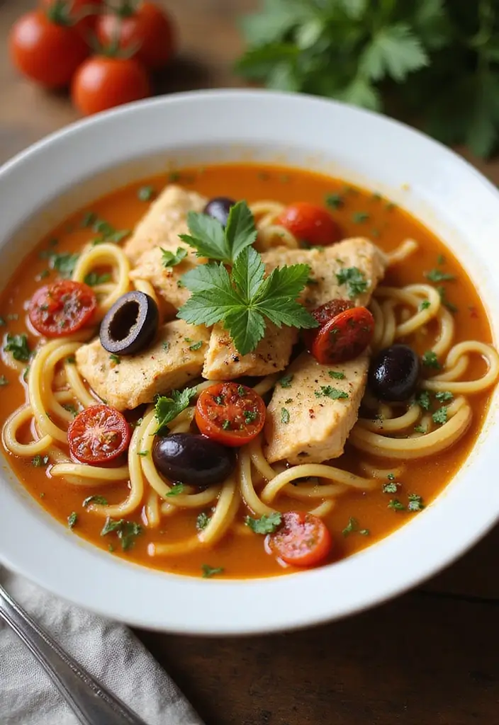 27 Homemade Chicken Noodle Soup Crockpot Recipes That Heal Fast - 8. Mediterranean Chicken Noodle Soup