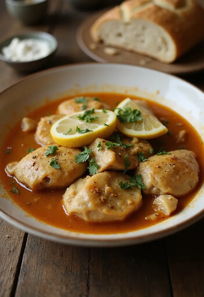 27 Lemon Chicken Breast Recipes That Feel Bright and Healthy - 19. Lemon and Garlic Chicken Stew
