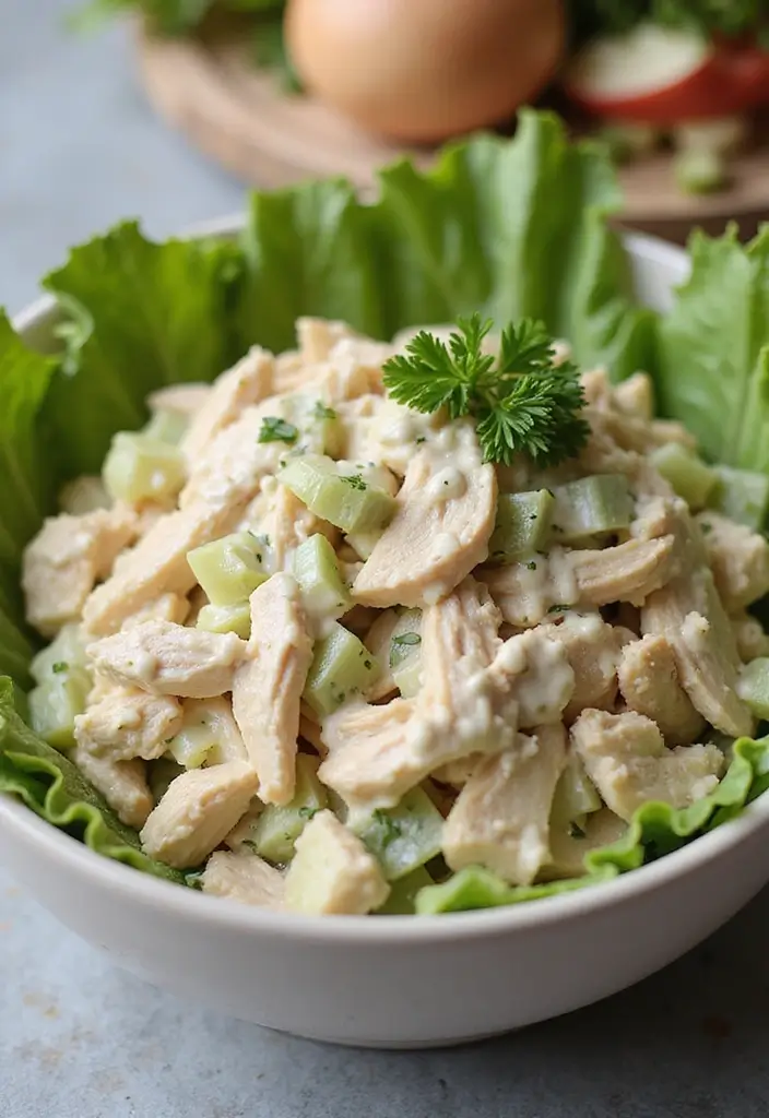 27 Low Carb Shredded Chicken Recipes That Make Meal Prep Easy - 2. Creamy Chicken Salad