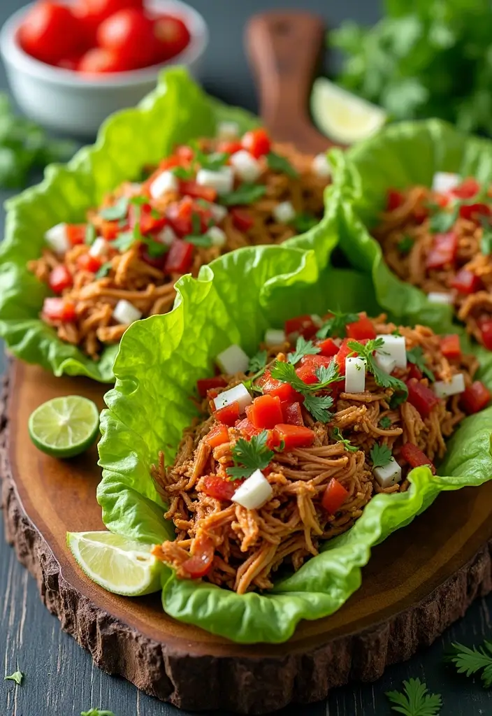 27 Low Carb Shredded Chicken Recipes That Make Meal Prep Easy - 3. BBQ Shredded Chicken Lettuce Wraps