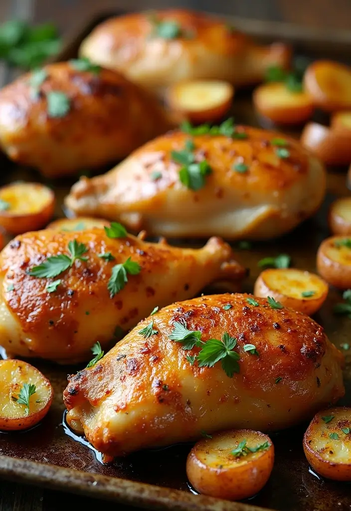 27 Sheet Pan Chicken Breast Recipes That Are Effortless & Juicy 11 27 Sheet Pan Chicken Breast Recipes That Are Effortless & Juicy - 10. Garlic Butter Chicken with Potatoes
