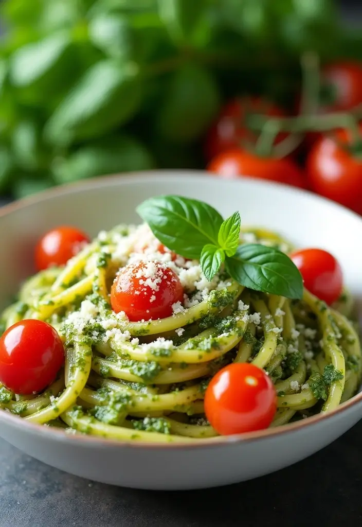 27 Shredded Chicken Instant Pot Recipes That Cook Fast - 17. Shredded Chicken Pesto Pasta