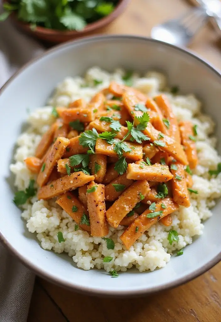 27 Shredded Chicken Instant Pot Recipes That Cook Fast - 24. Shredded Chicken with Cauliflower Rice