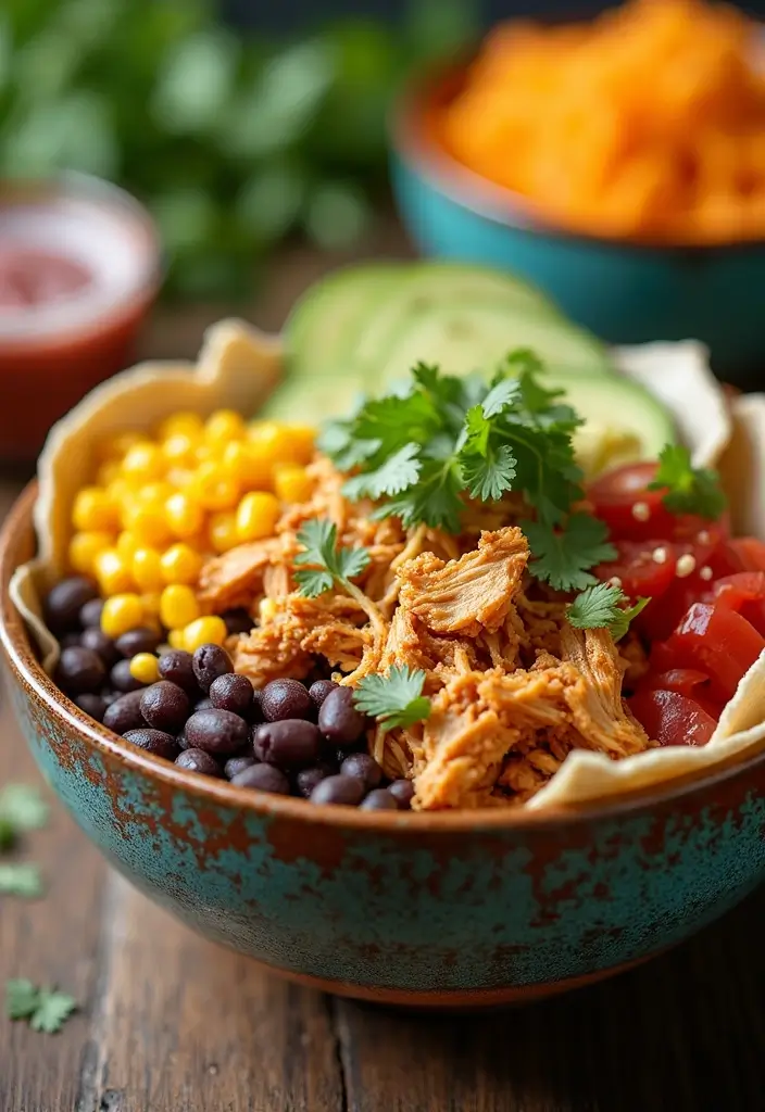 27 Shredded Chicken Instant Pot Recipes That Cook Fast - 4. Spicy Shredded Chicken Burrito Bowls