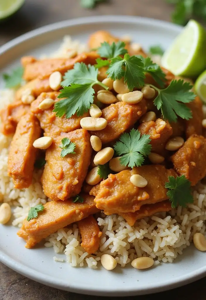 27 Shredded Chicken Instant Pot Recipes That Cook Fast - 9. Thai Peanut Shredded Chicken