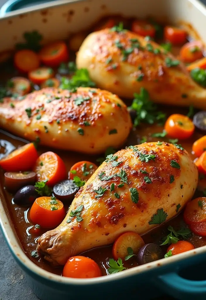 28 Baked Bone-In Chicken Breast Recipes That Stay Moist & Tender 15 28 Baked Bone-In Chicken Breast Recipes That Stay Moist & Tender - 14. Savory Italian Chicken with Veggies