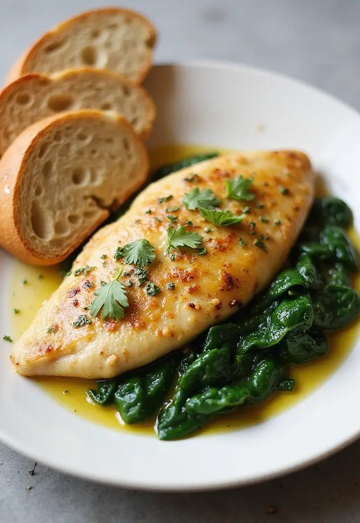 28 Baked Bone-In Chicken Breast Recipes That Stay Moist & Tender 26 28 Baked Bone-In Chicken Breast Recipes That Stay Moist & Tender - 25. Garlic Butter Chicken with Spinach