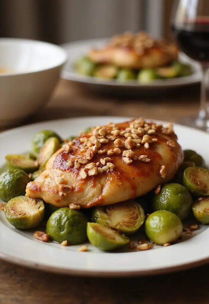 28 Chicken and Brussel Sprouts Recipes That Are Light & Nutritious - 20. Maple Glazed Chicken & Brussels Sprouts