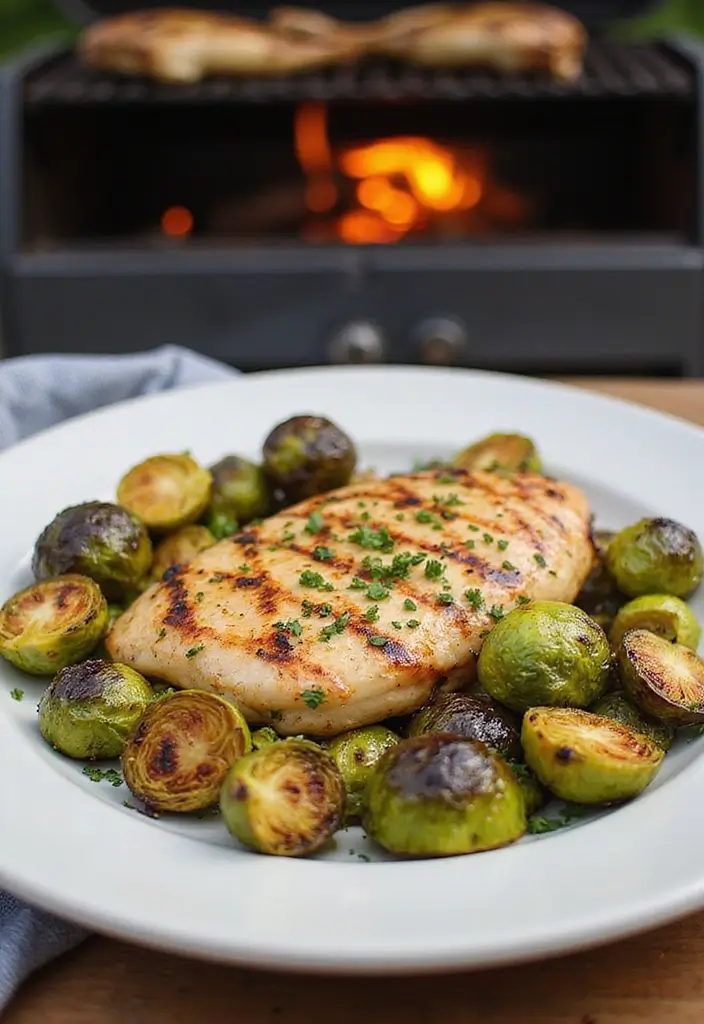 28 Chicken and Brussel Sprouts Recipes That Are Light & Nutritious - 5. Grilled Lemon Herb Chicken with Brussels Sprouts
