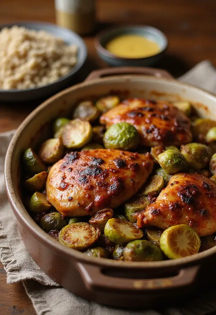 28 Chicken and Brussel Sprouts Recipes That Are Light & Nutritious - 9. Barbecue Chicken & Brussels Sprouts Bake