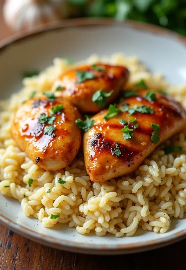 28 Chicken and Orzo Recipes That Are Mediterranean Inspired - 17. Honey Garlic Chicken and Orzo