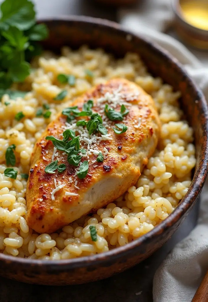 28 Chicken and Orzo Recipes That Are Mediterranean Inspired - 18. Mediterranean Chicken and Orzo Risotto