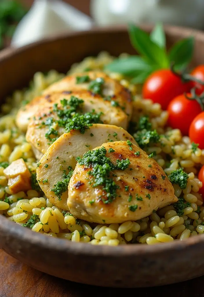 28 Chicken and Orzo Recipes That Are Mediterranean Inspired - 20. Chicken and Orzo with Pesto