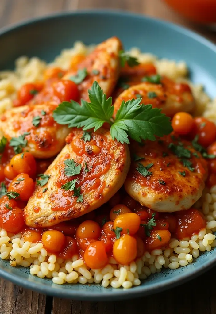 28 Chicken and Orzo Recipes That Are Mediterranean Inspired - 8. Spicy Harissa Chicken and Orzo