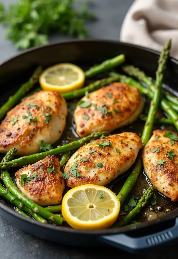 28 Creamy Lemon Pepper Chicken Recipes That Pop with Flavor - 14. Lemon Pepper Chicken and Asparagus Skillet