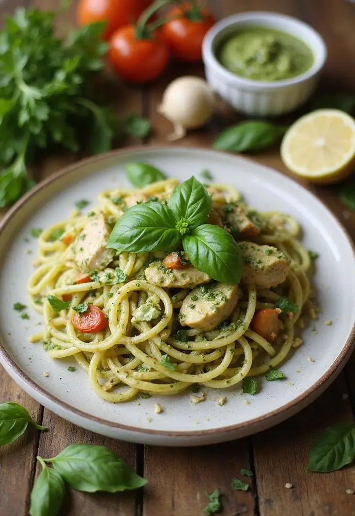 28 Crockpot Creamy Chicken Pasta Recipes That Feel Cozy & Hearty - 5. Pesto Chicken Pasta