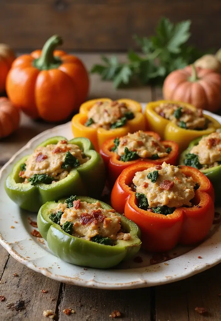 28 Fall Chicken Breast Recipes That Bring Cozy Autumn Flavors - 14. Chicken and Kale Stuffed Peppers