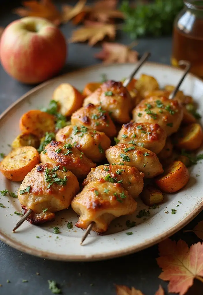 28 Fall Chicken Breast Recipes That Bring Cozy Autumn Flavors - 3. Apple Cider Chicken Skewers