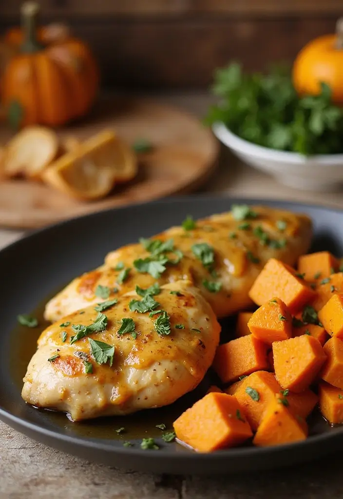 28 Fall Chicken Breast Recipes That Bring Cozy Autumn Flavors - 5. Honey Mustard Chicken and Sweet Potatoes