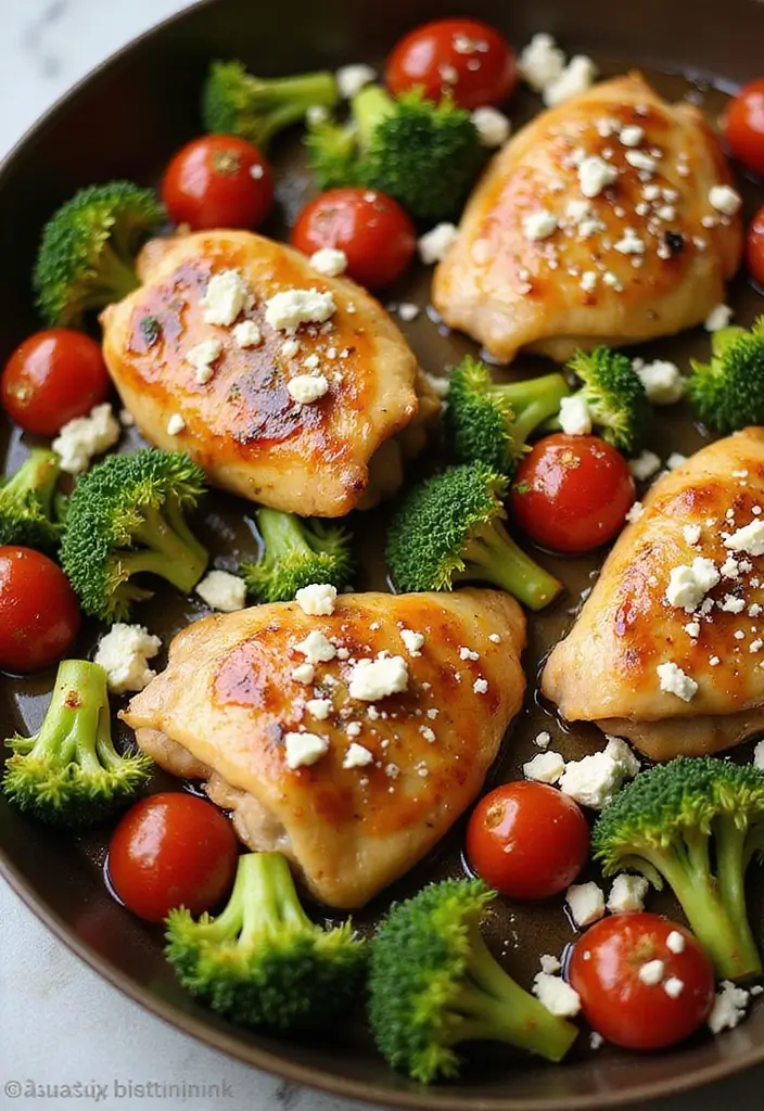 28 Hot Honey Feta Chicken Recipes That Are TikTok-Inspired & Yummy - 2. One-Pan Hot Honey Feta Chicken and Veggies
