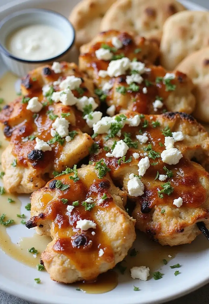 28 Hot Honey Feta Chicken Recipes That Are TikTok-Inspired & Yummy - 22. Hot Honey Feta Chicken Souvlaki