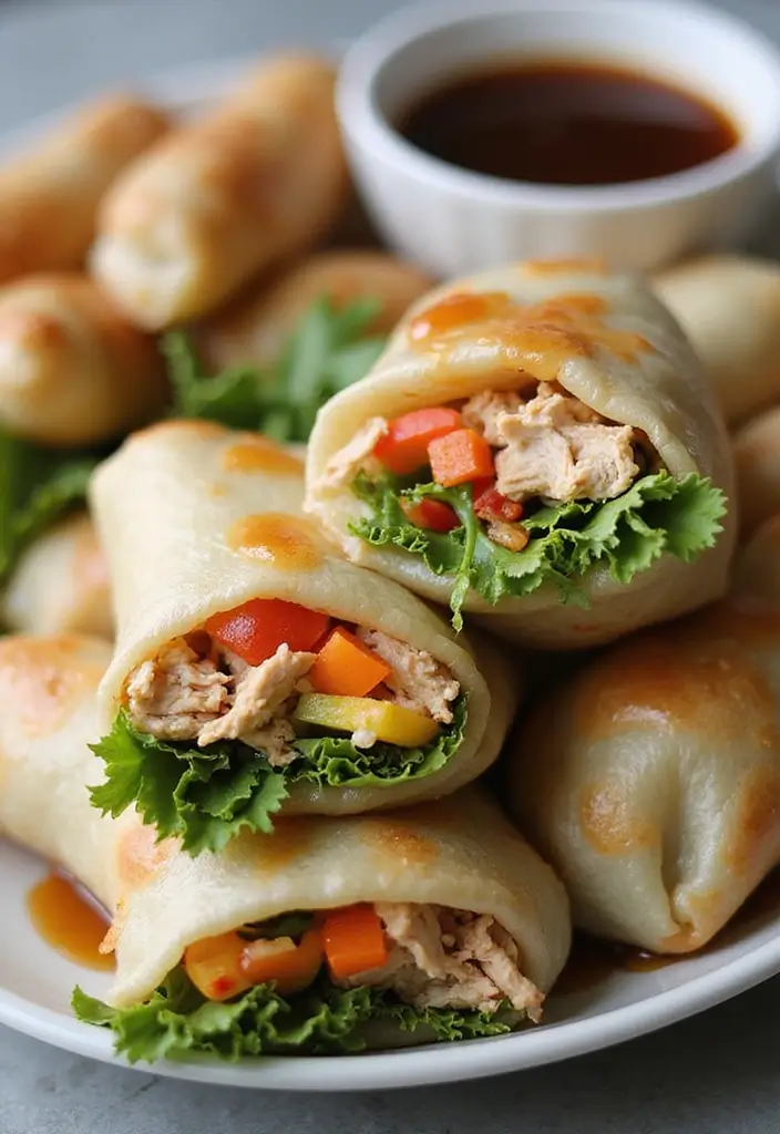 28 Hot Honey Feta Chicken Recipes That Are TikTok-Inspired & Yummy - 28. Hot Honey Feta Chicken Spring Rolls
