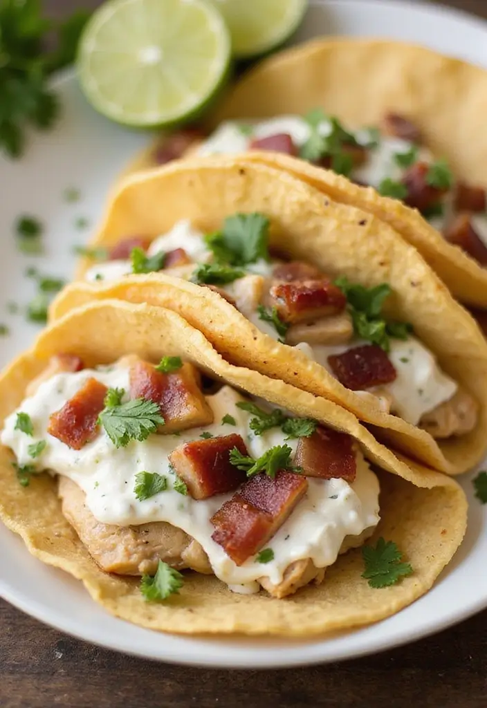 29 Chicken Bacon Ranch Tacos That Combine the Best Flavors - 13. Chicken Bacon Ranch Tacos with Cream Cheese