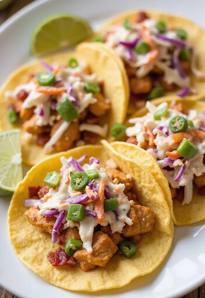 29 Chicken Bacon Ranch Tacos That Combine the Best Flavors - 29. Chicken Bacon Ranch Tacos with Apple Slaw