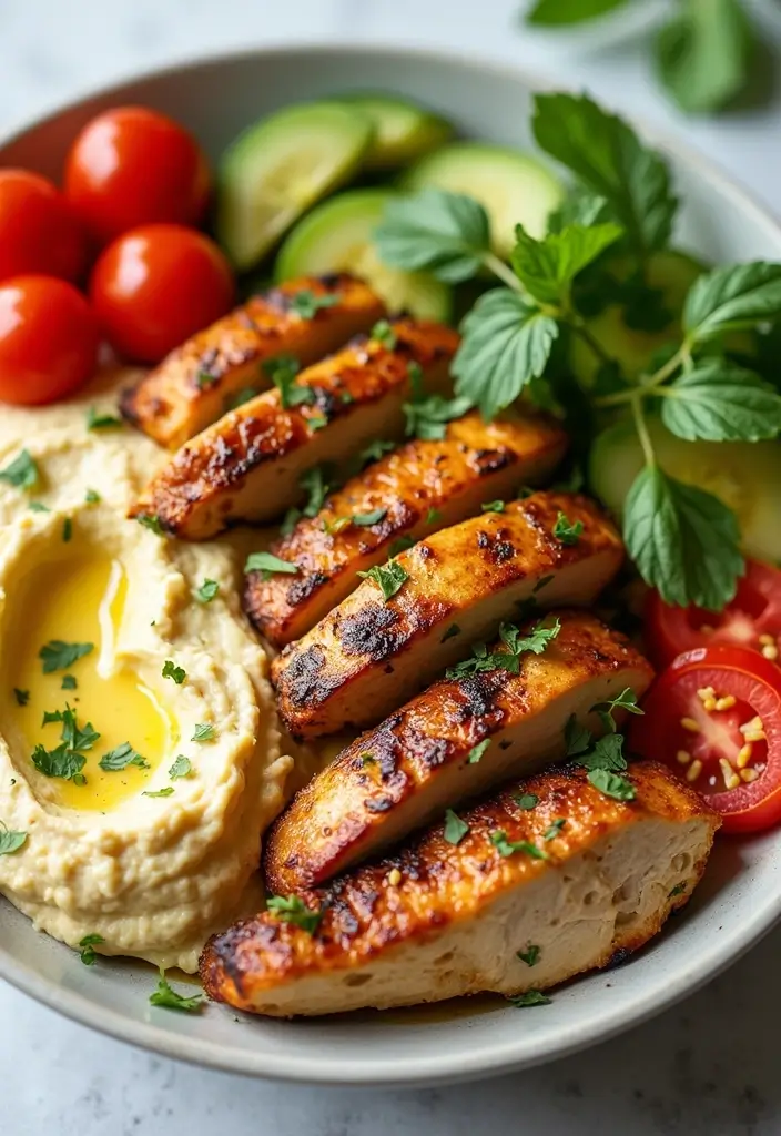 29 Healthy Greek Chicken Bowls That Feel Fresh and Balanced - 15. Greek Chicken and Hummus Bowl