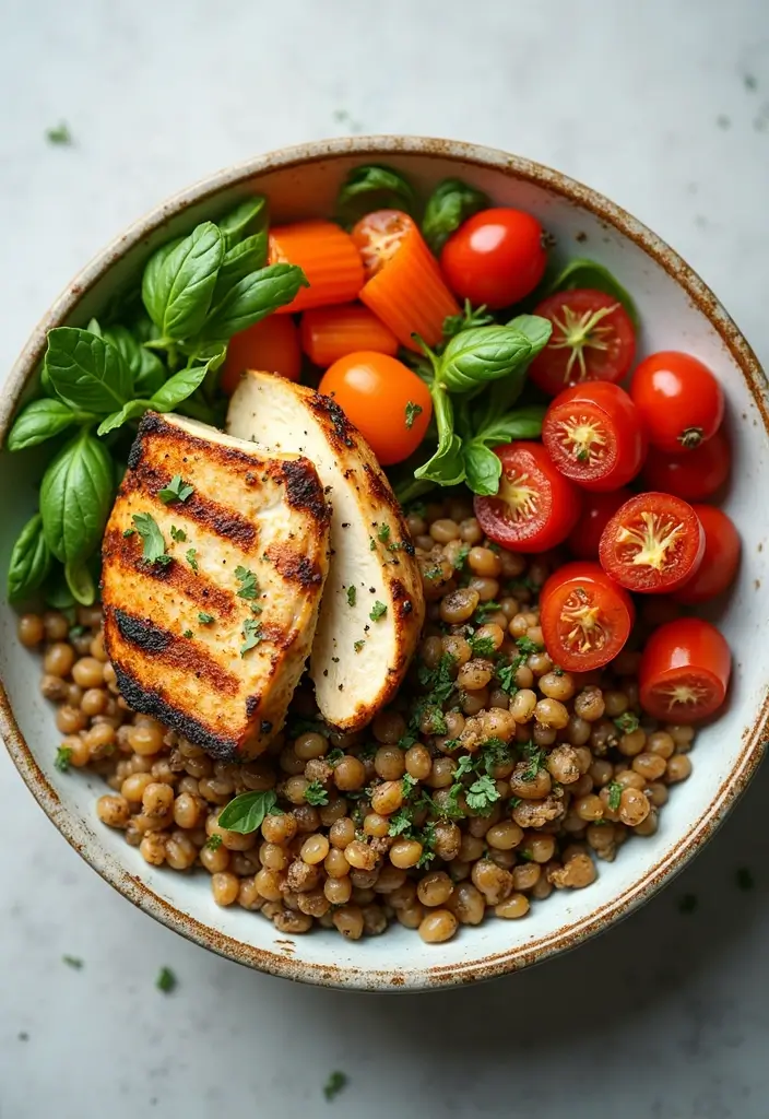 29 Healthy Greek Chicken Bowls That Feel Fresh and Balanced - 18. Greek Chicken and Lentil Bowl