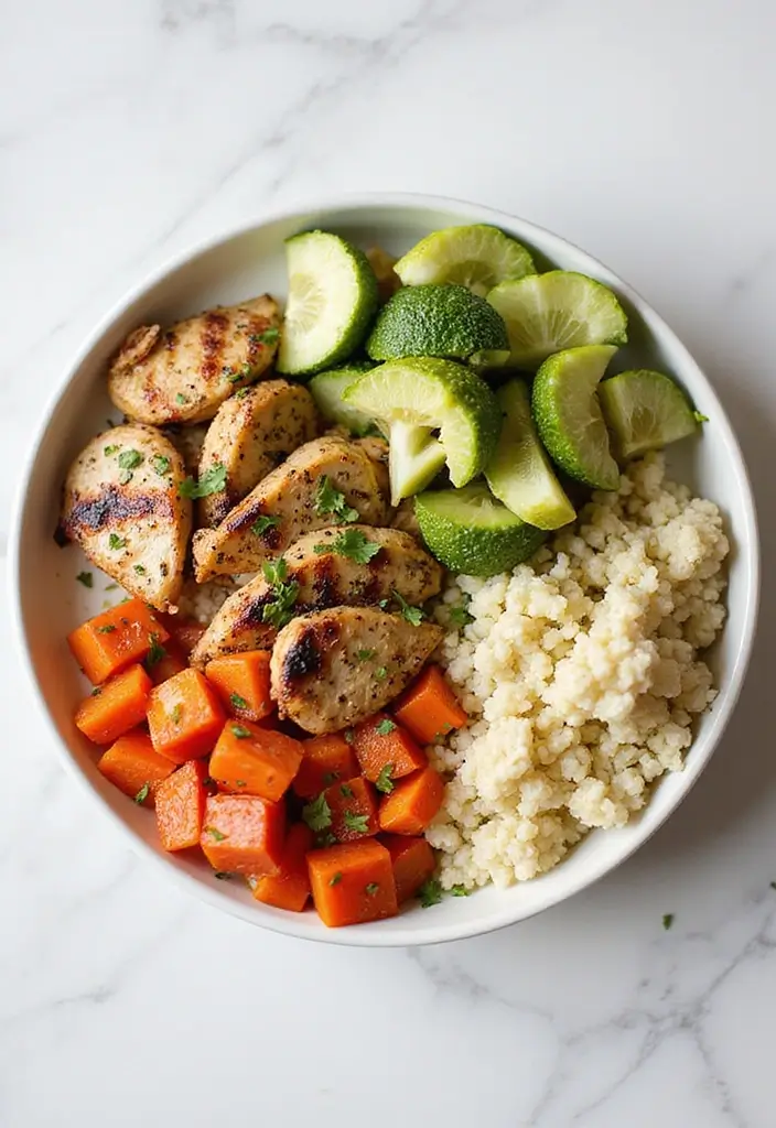 29 Healthy Greek Chicken Bowls That Feel Fresh and Balanced - 20. Greek Chicken and Cauliflower Rice Bowl