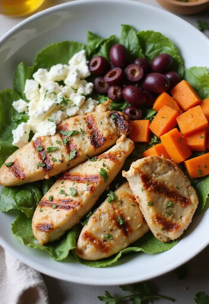 29 Healthy Greek Chicken Bowls That Feel Fresh and Balanced - 22. Greek Chicken with Feta and Olives Bowl