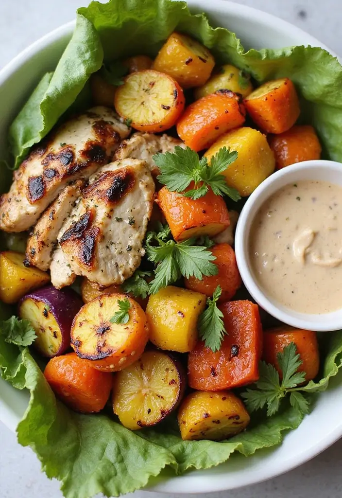 29 Healthy Greek Chicken Bowls That Feel Fresh and Balanced - 23. Greek Chicken and Roasted Vegetable Bowl