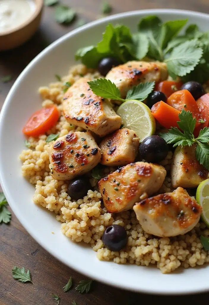 29 Healthy Greek Chicken Bowls That Feel Fresh and Balanced - 9. Greek Chicken and Couscous Bowl