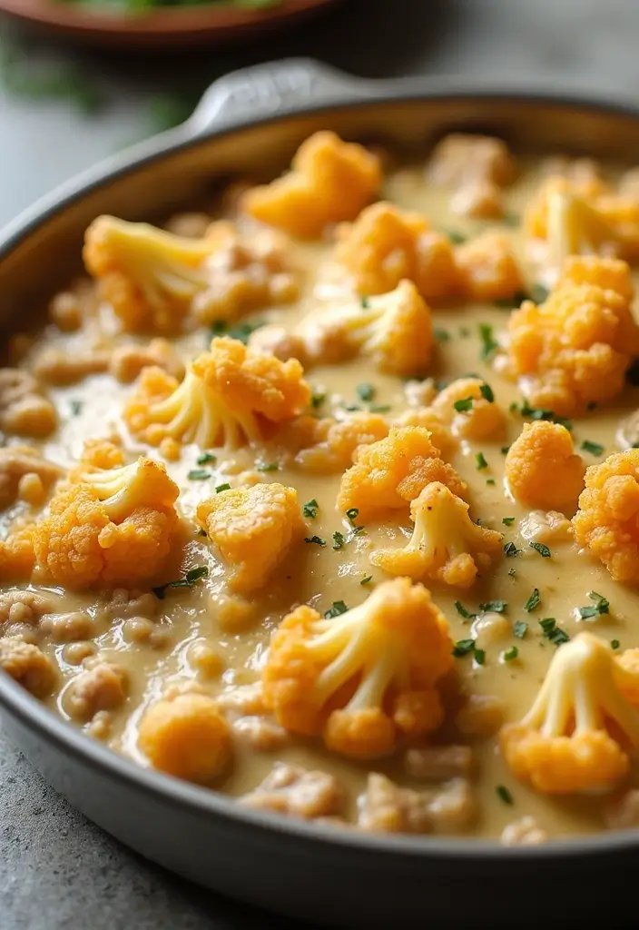 29 Low Carb Ground Chicken Recipes That Are Filling & Flavorful - 12. Ground Chicken and Cauliflower Casserole