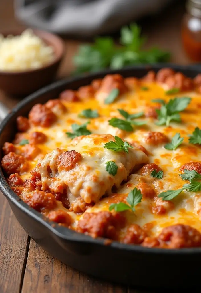 29 Low Carb Ground Chicken Recipes That Are Filling & Flavorful - 18. Ground Chicken Pizza Casserole